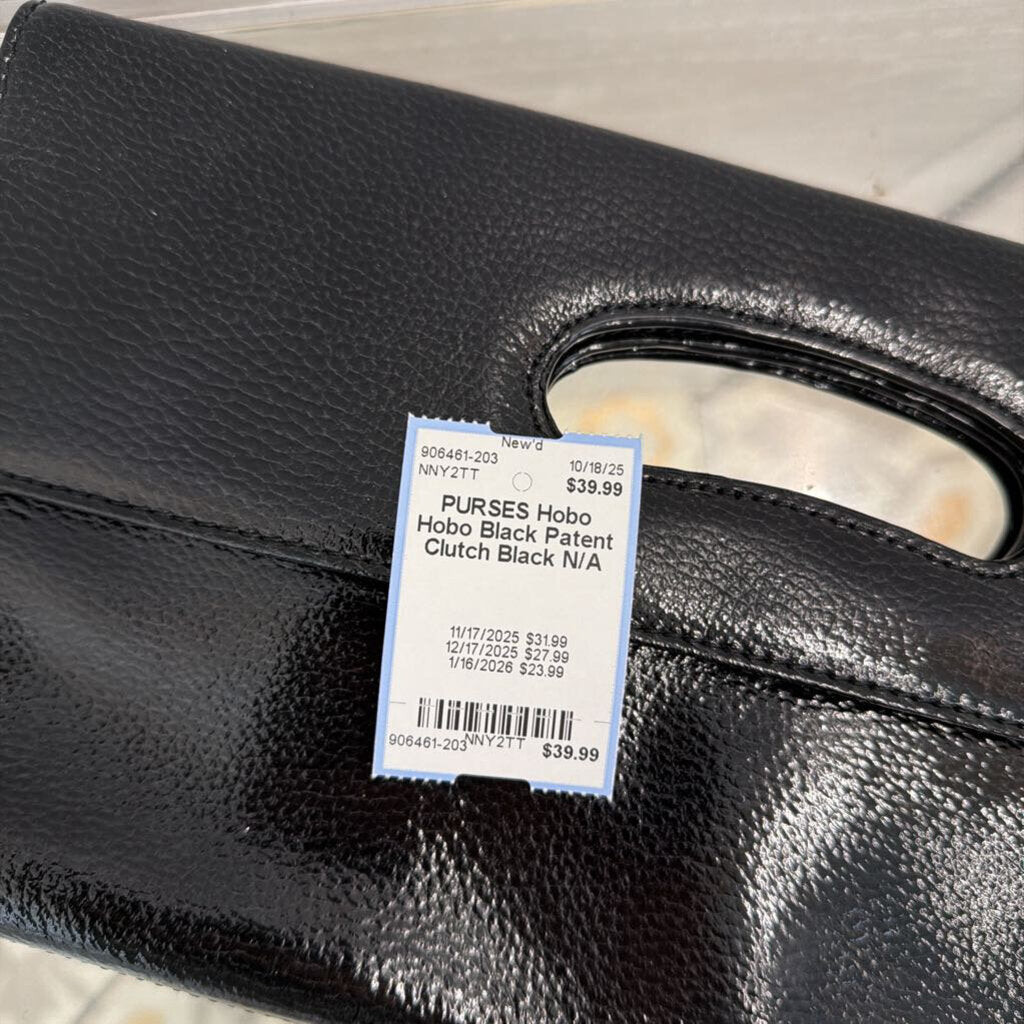 Hobo Black Patent Clutch