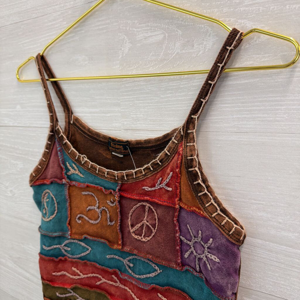 Orange/Multi Symbols Tank Top Small