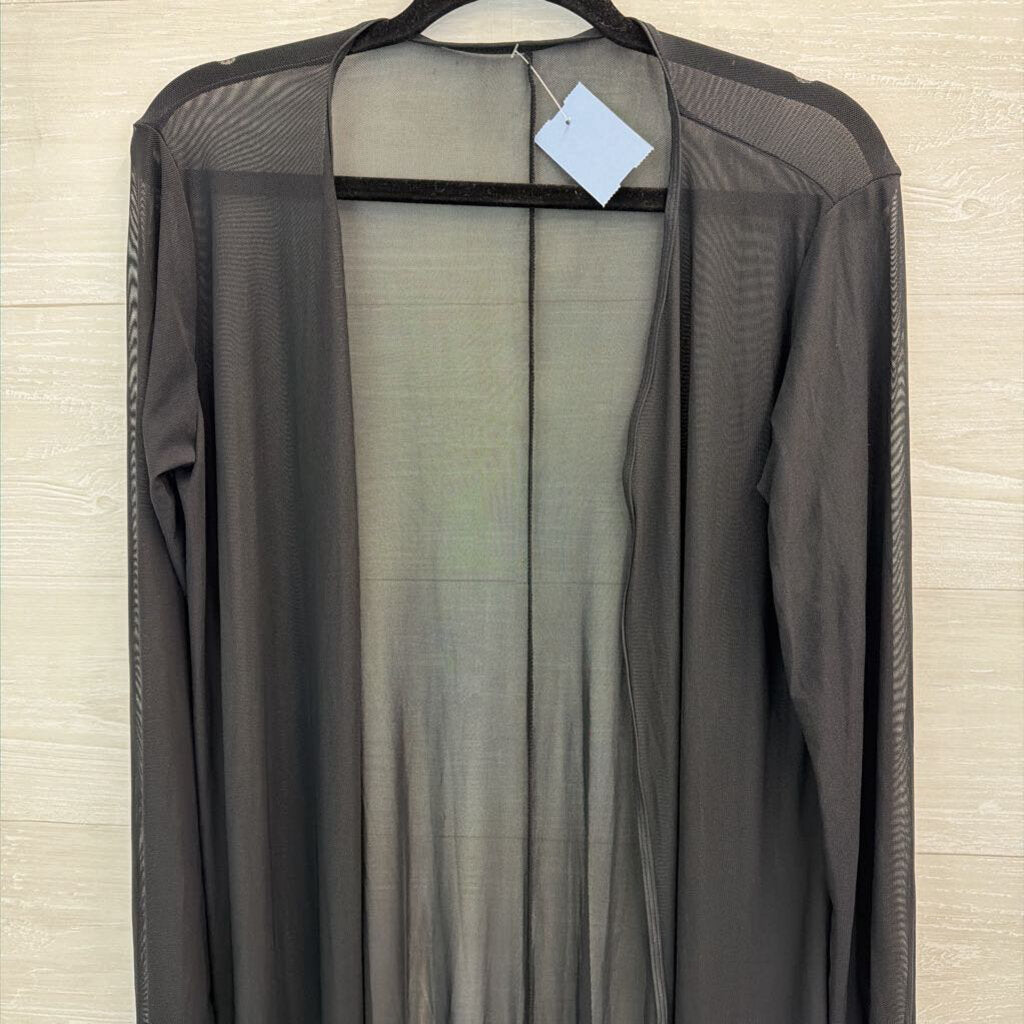 Black Longsleeve Mesh Duster Kimono Medium/Large