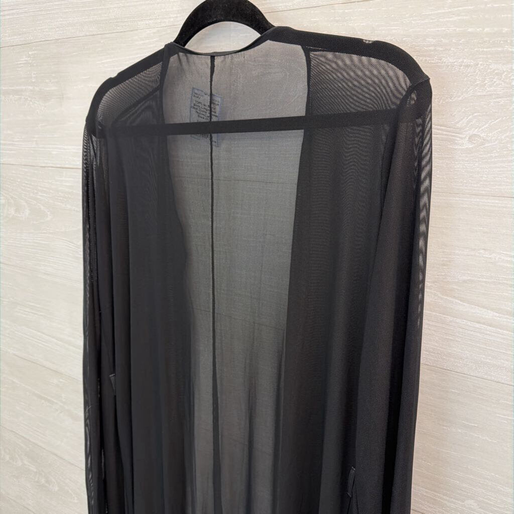 Black Longsleeve Mesh Duster Kimono Medium/Large
