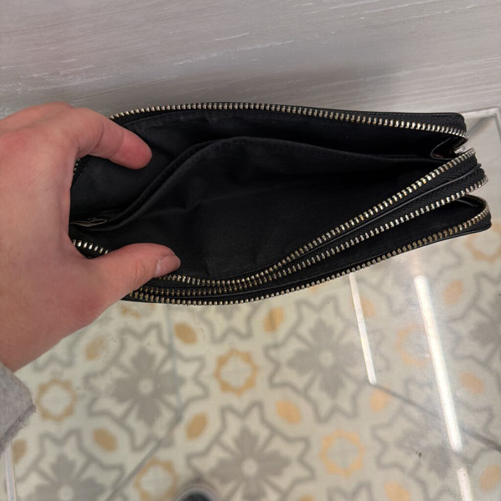 Coach Tulip Brown/Gold Print Corner Zip Wristlet