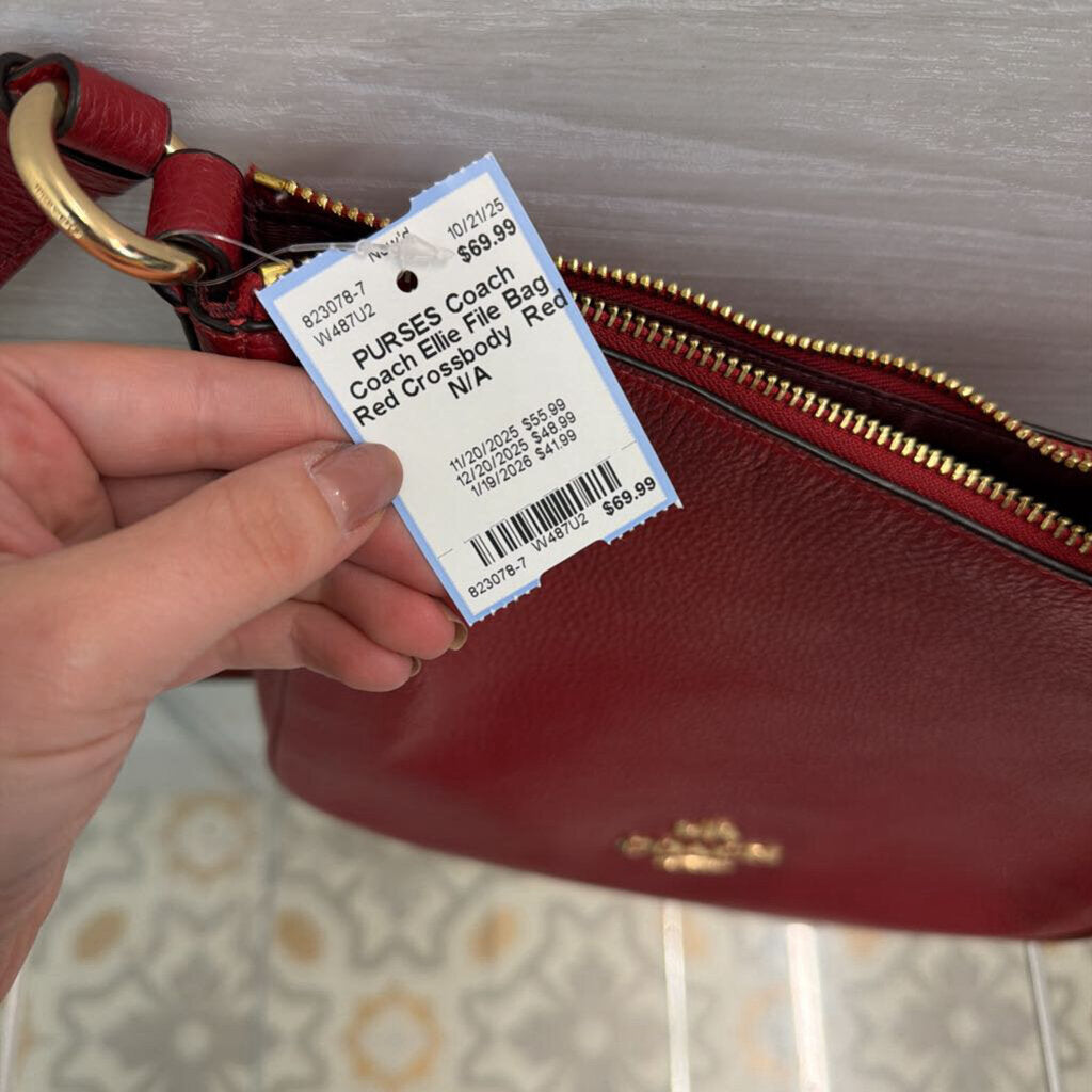 Coach Ellie File Bag Red Crossbody