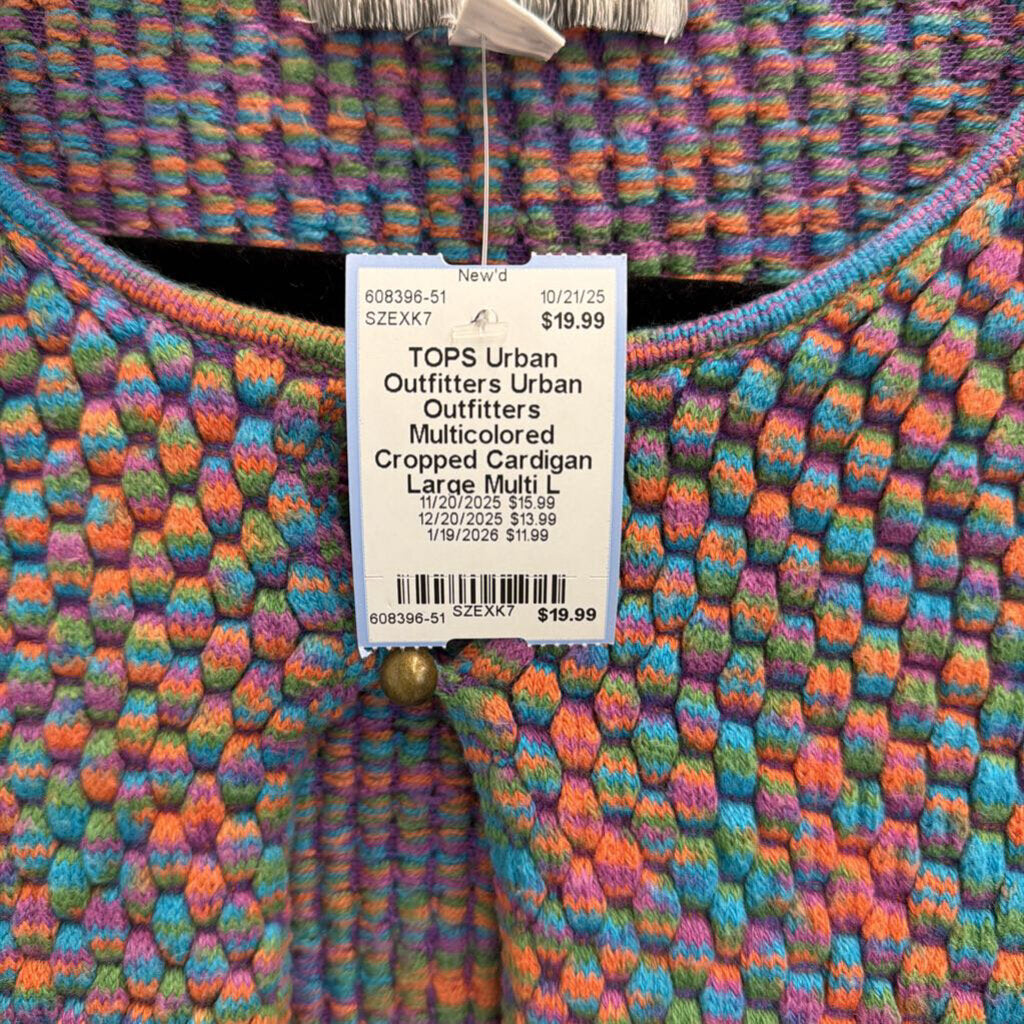 Urban Outfitters Multicolored Cropped Cardigan Large