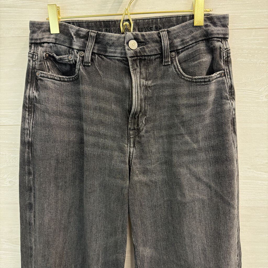 American Eagle Black Denim Curvy Super High Rise Baggy Wide Leg Jeans 4
