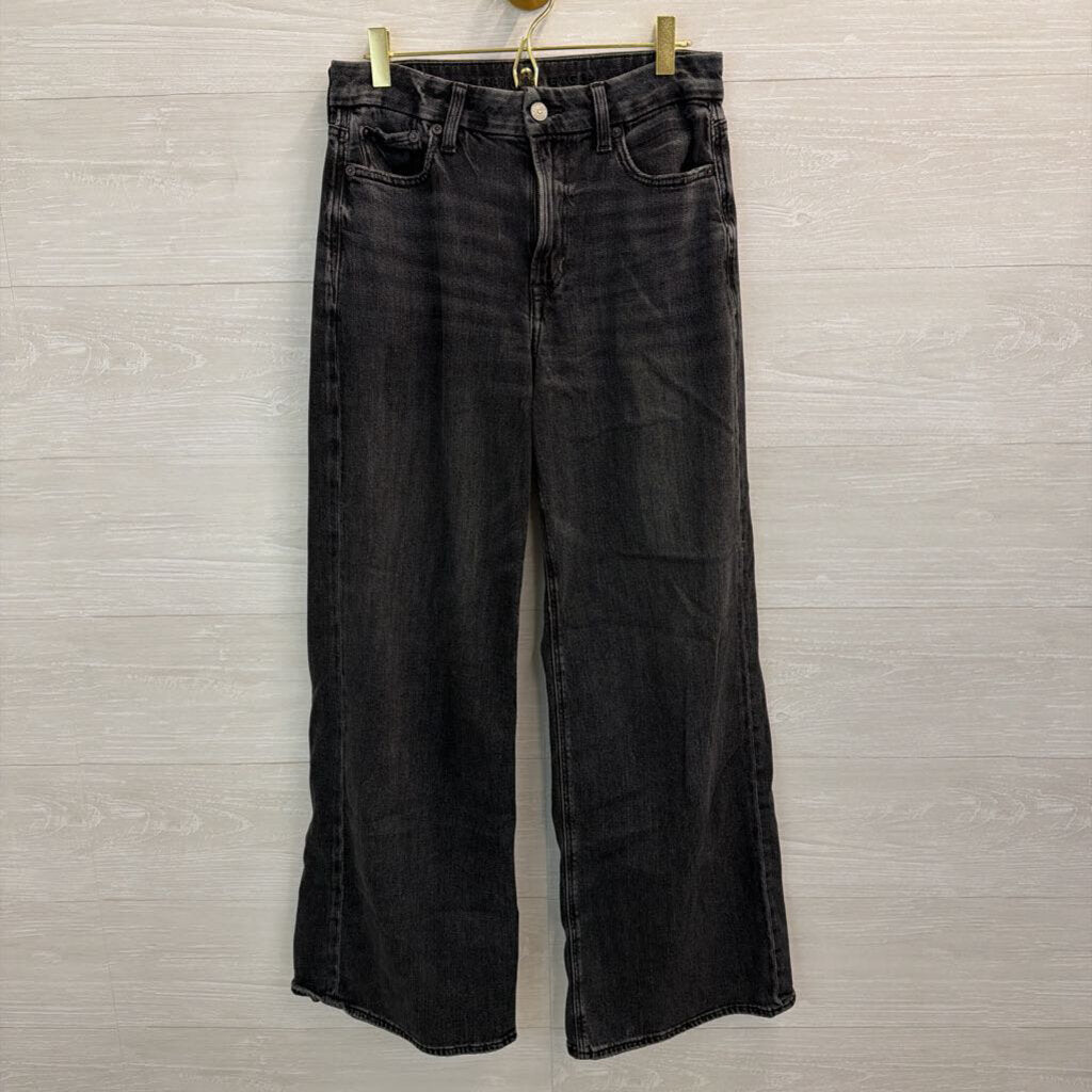 American Eagle Black Denim Curvy Super High Rise Baggy Wide Leg Jeans 4