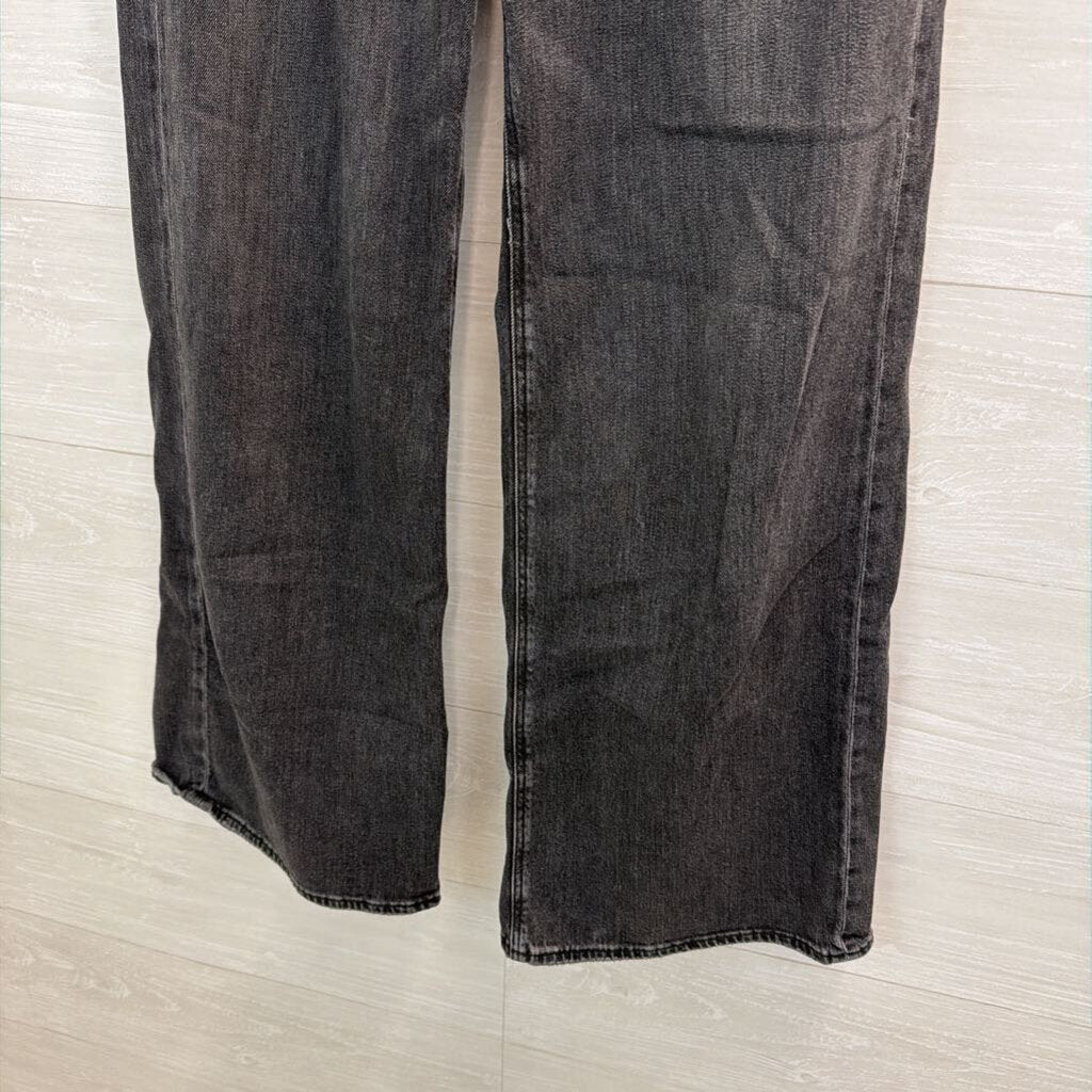 American Eagle Black Denim Curvy Super High Rise Baggy Wide Leg Jeans 4
