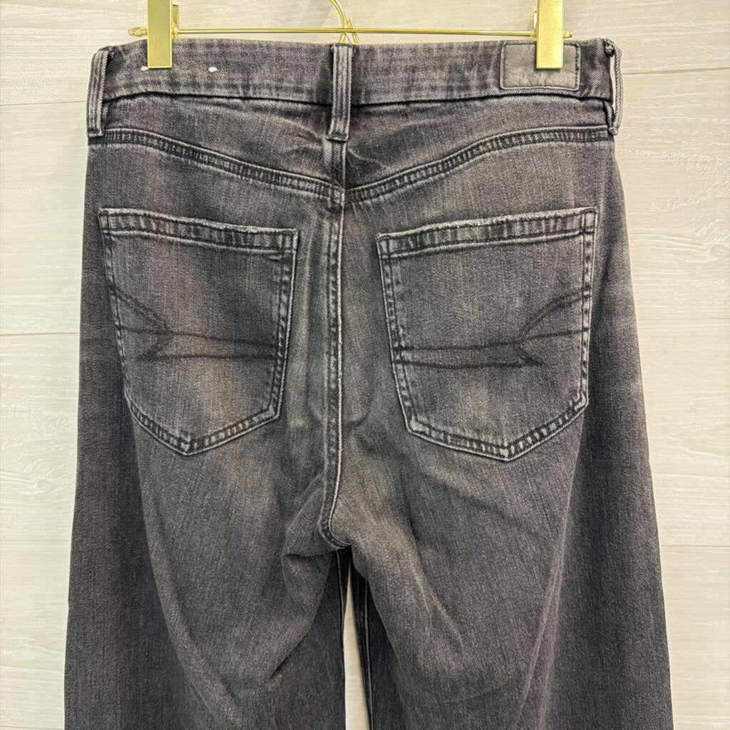 American Eagle Black Denim Curvy Super High Rise Baggy Wide Leg Jeans 4