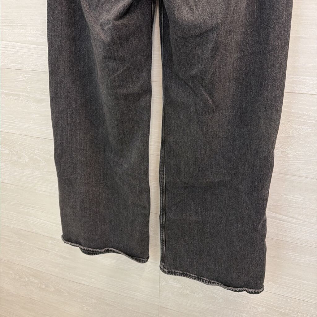 American Eagle Black Denim Curvy Super High Rise Baggy Wide Leg Jeans 4