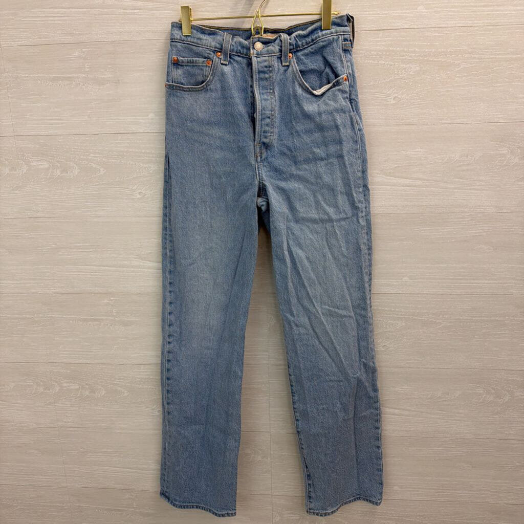 Levi Light Wash Ribcage Straight Jeans 28