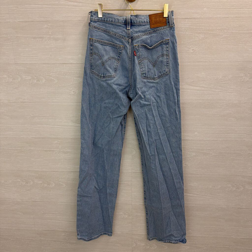 Levi Light Wash Ribcage Straight Jeans 28