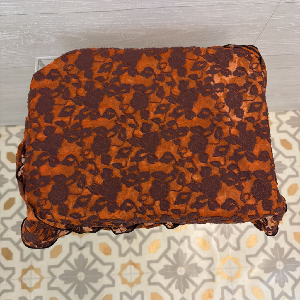 Orange/ Brown Burn Out Lace Scarf