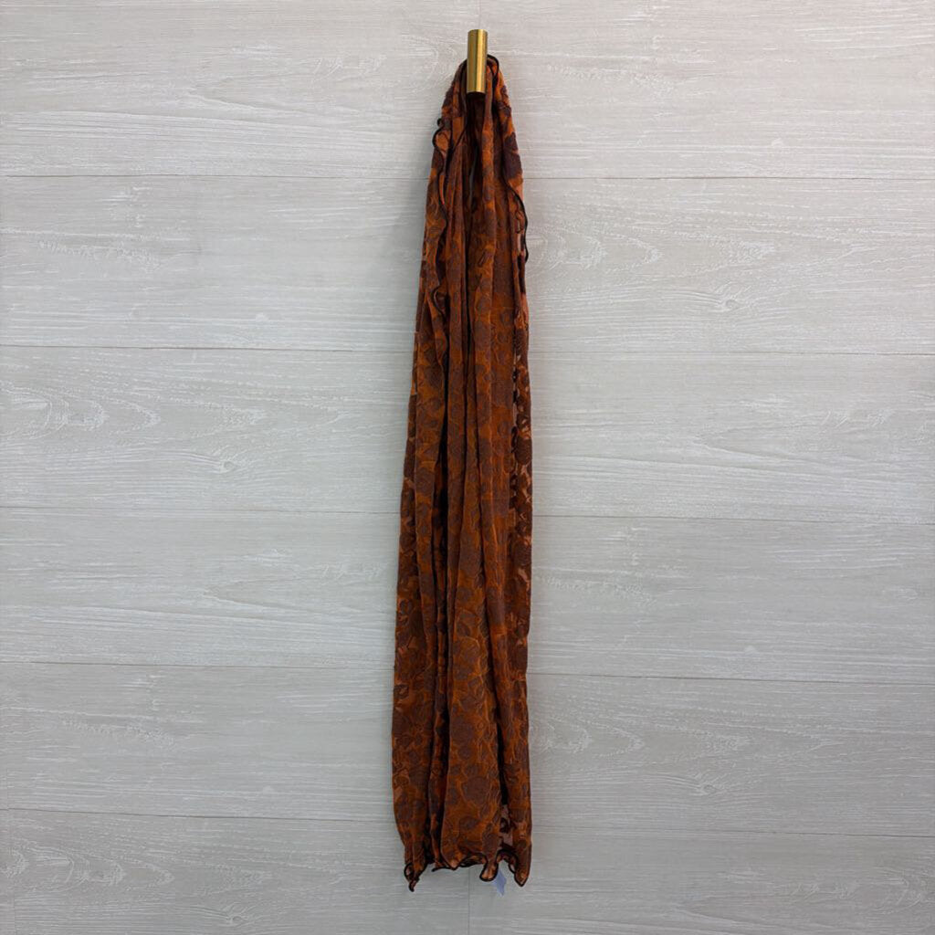 Orange/ Brown Burn Out Lace Scarf