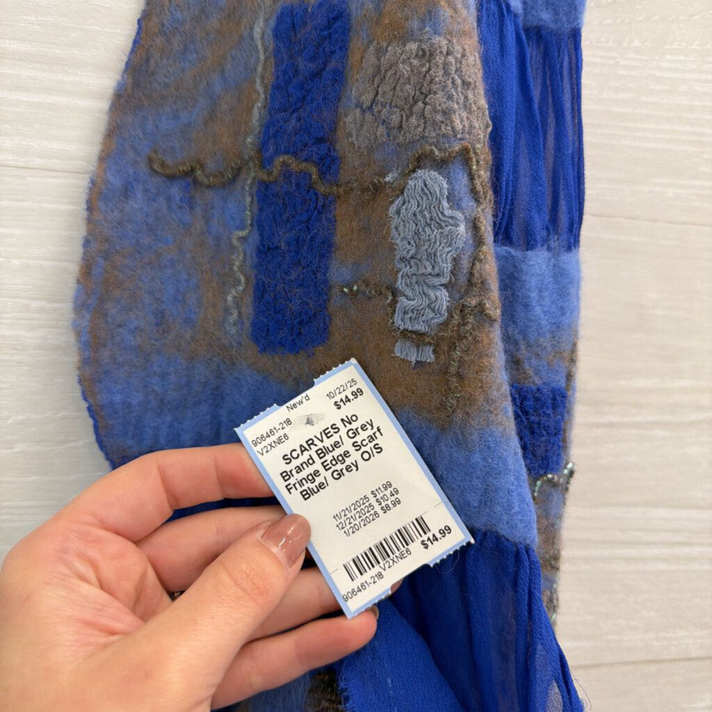 Blue/ Grey Fringe Edge Scarf