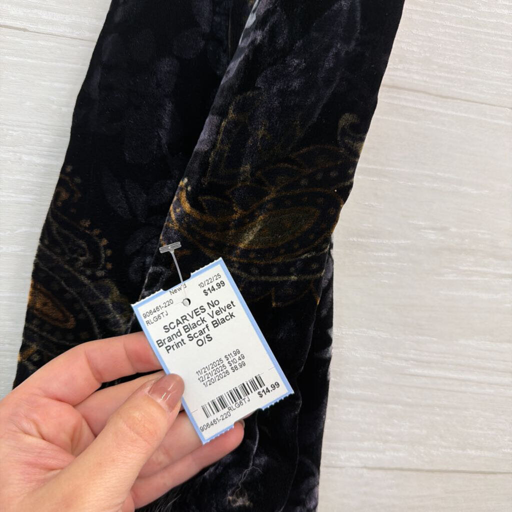 Black Velvet Print Scarf