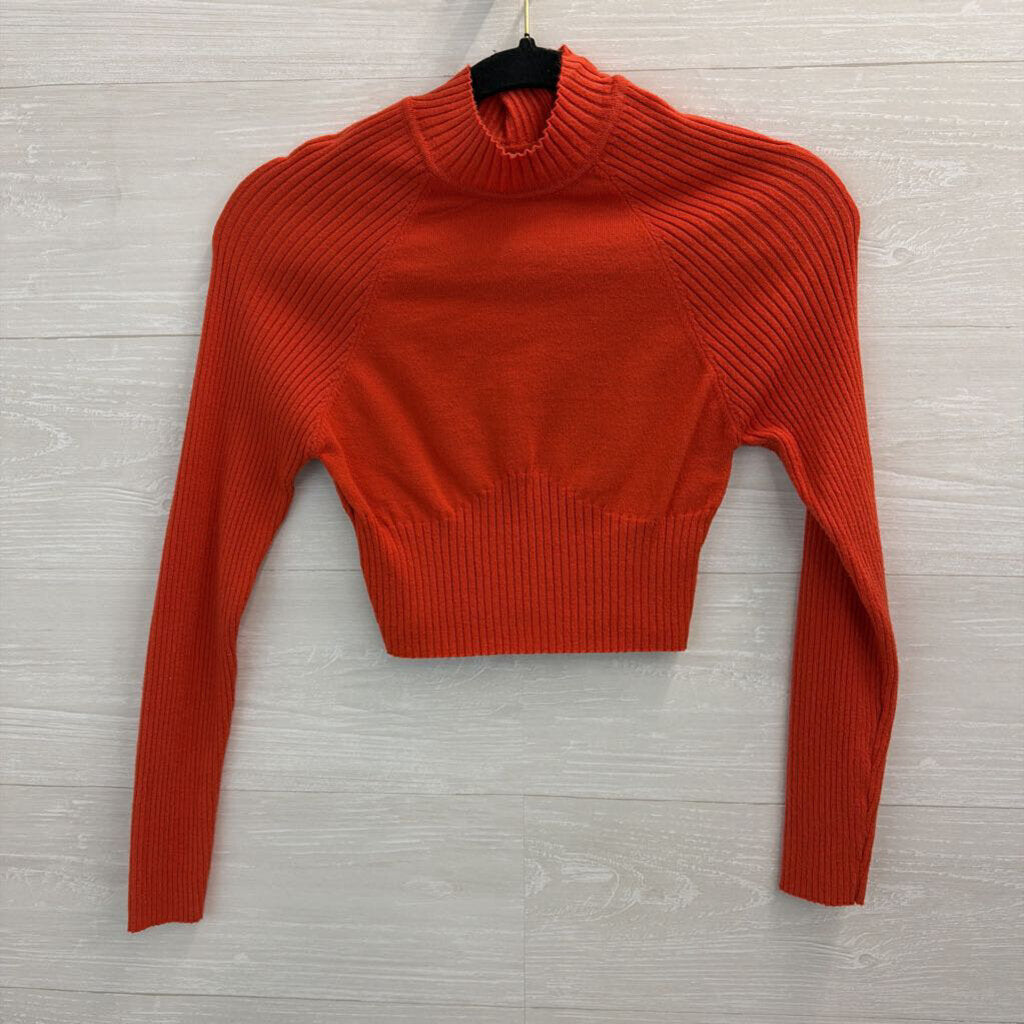 LA Hearts Orange Cropped Mock Neck Sweater Top Small