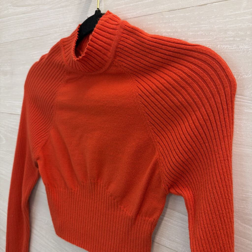 LA Hearts Orange Cropped Mock Neck Sweater Top Small