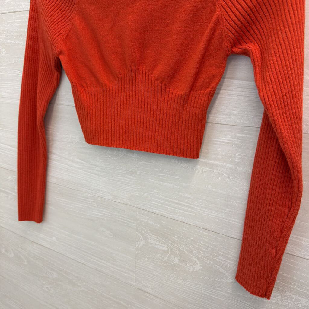 LA Hearts Orange Cropped Mock Neck Sweater Top Small