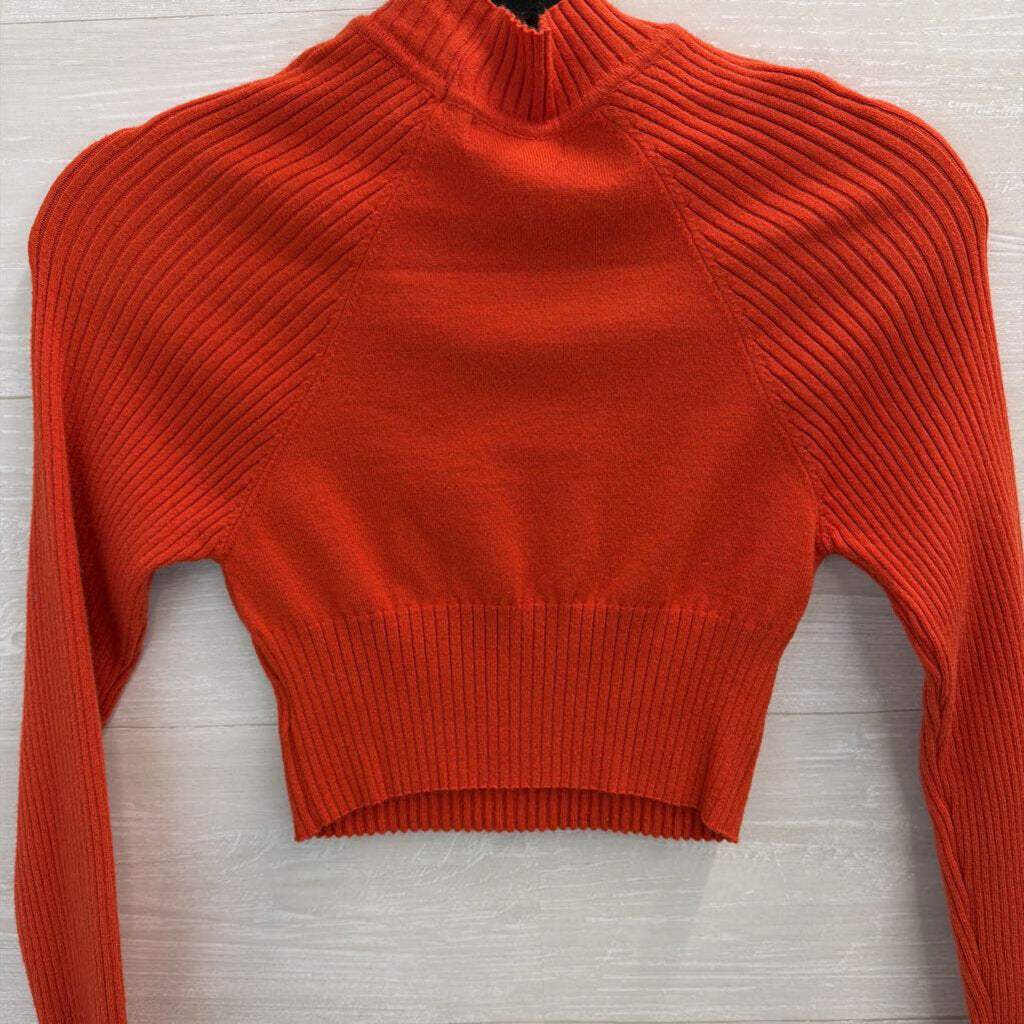 LA Hearts Orange Cropped Mock Neck Sweater Top Small