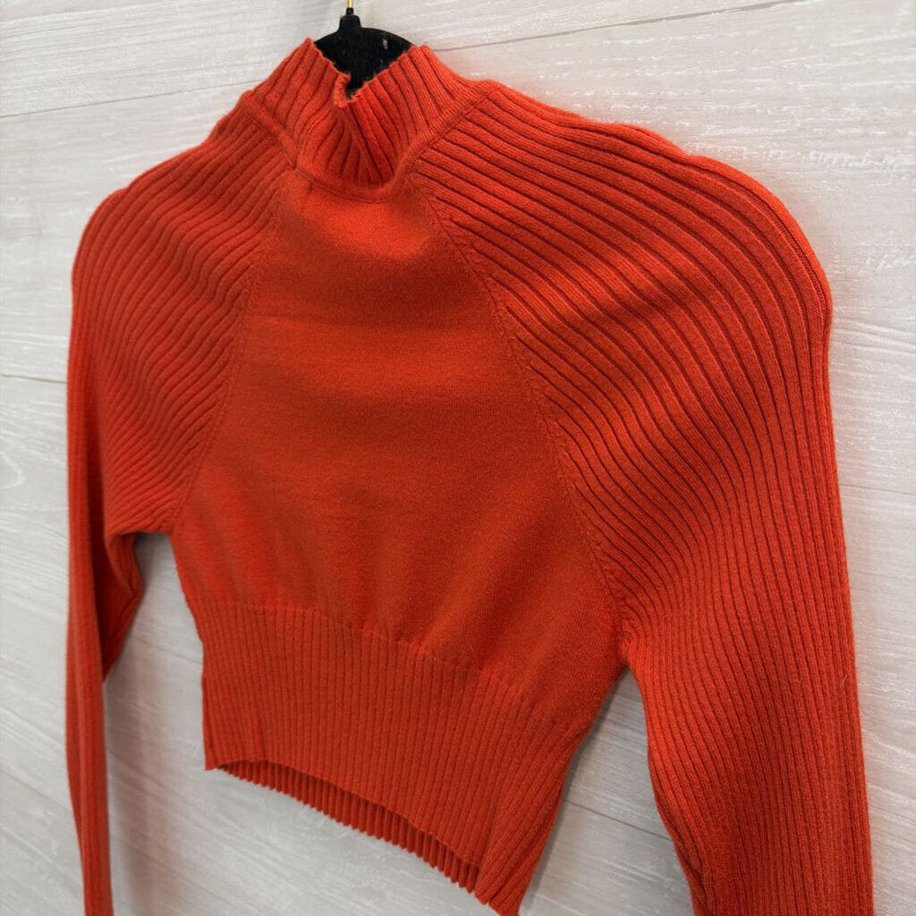 LA Hearts Orange Cropped Mock Neck Sweater Top Small
