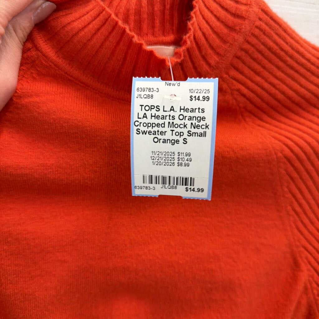LA Hearts Orange Cropped Mock Neck Sweater Top Small
