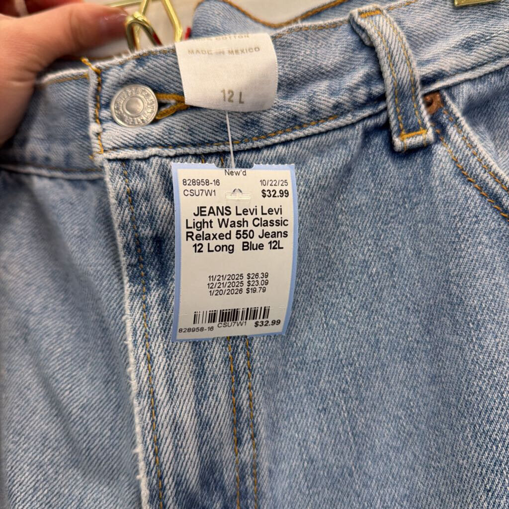 Levi Light Wash Classic Relaxed 550 Jeans 12 Long