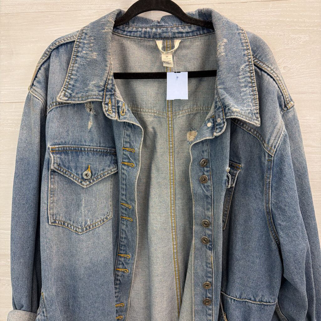 Indigo Thread Co Light Wash Denim Shacket 3X