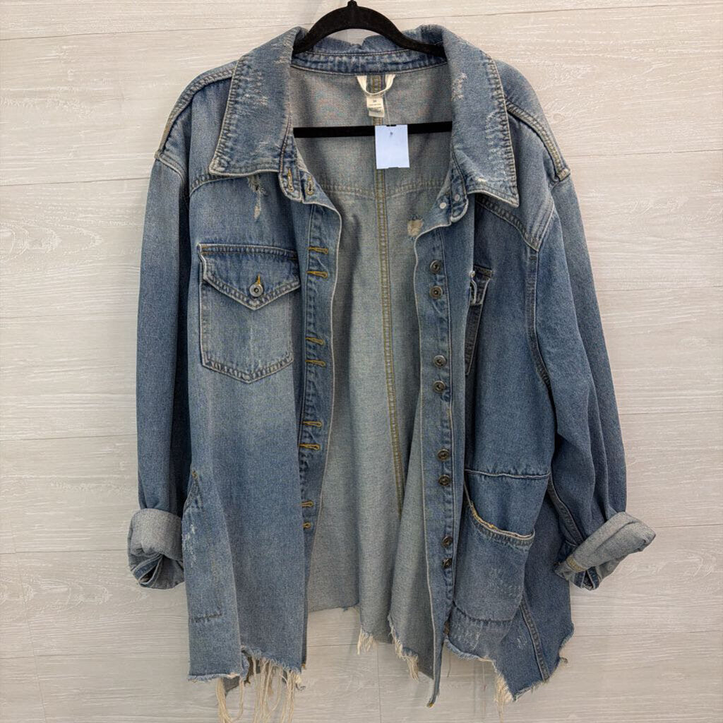 Indigo Thread Co Light Wash Denim Shacket 3X