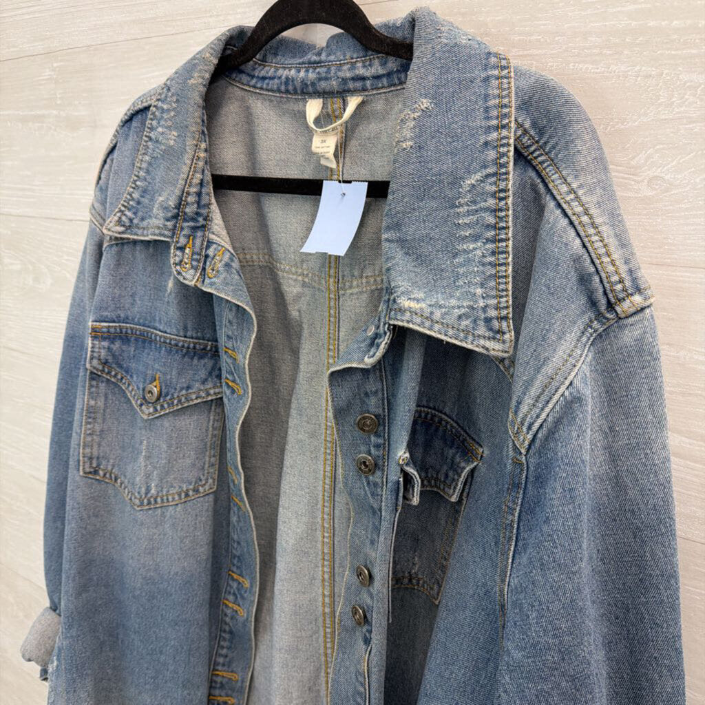 Indigo Thread Co Light Wash Denim Shacket 3X