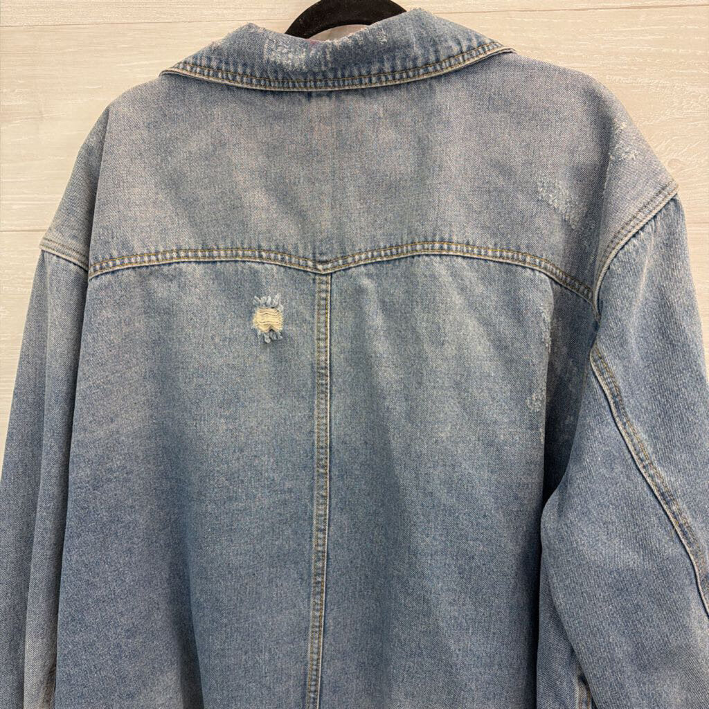 Indigo Thread Co Light Wash Denim Shacket 3X