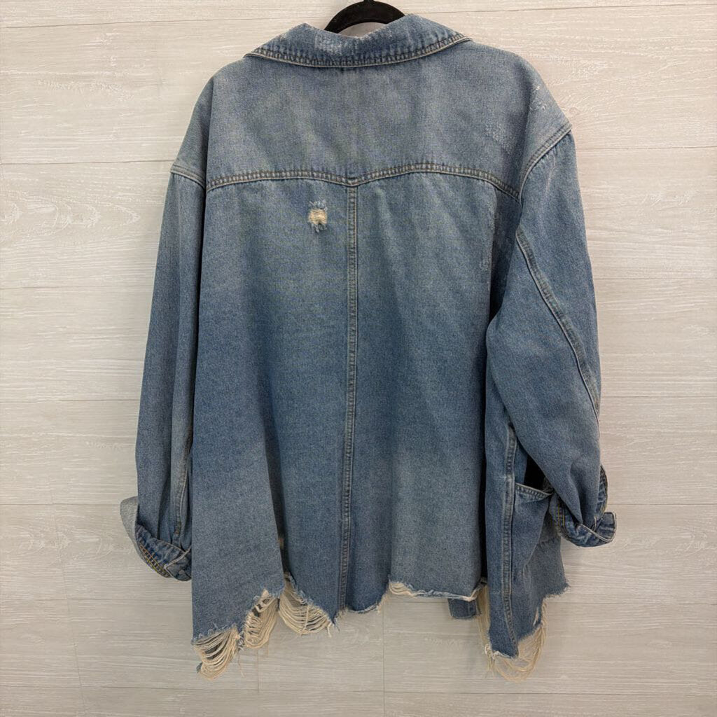 Indigo Thread Co Light Wash Denim Shacket 3X