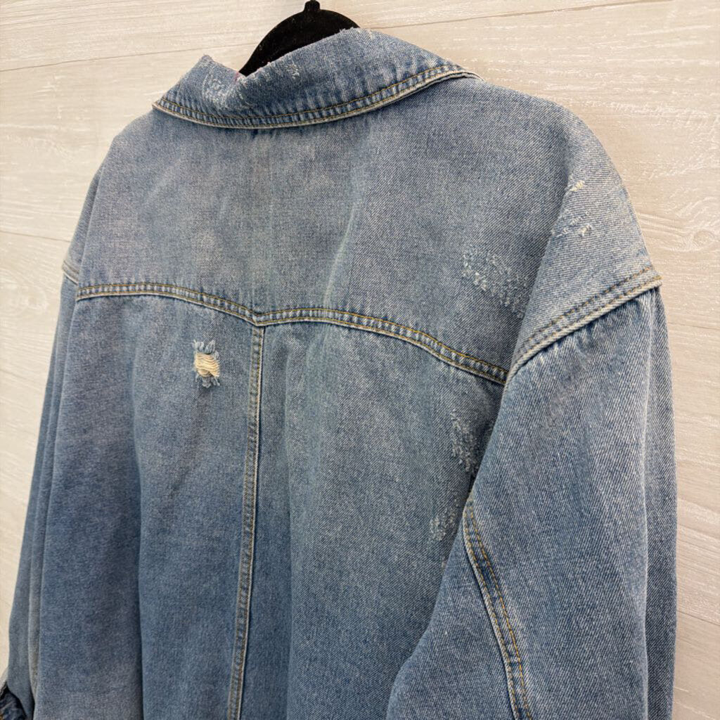 Indigo Thread Co Light Wash Denim Shacket 3X