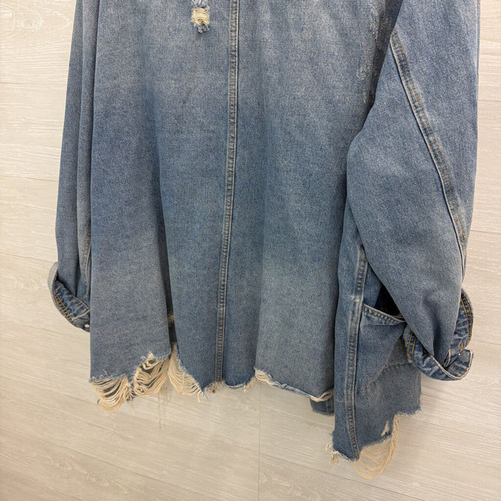 Indigo Thread Co Light Wash Denim Shacket 3X