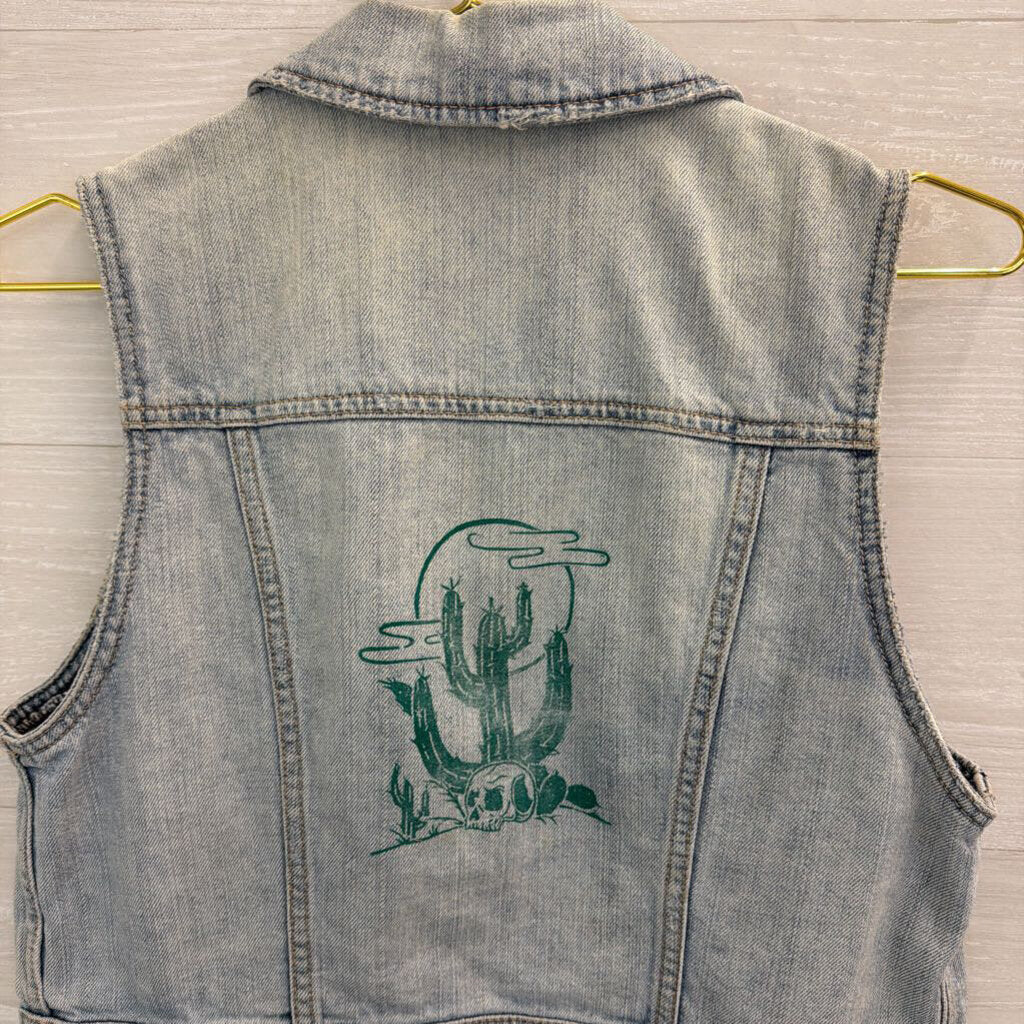 American Eagle Light Wash Denim Vest Top Medium