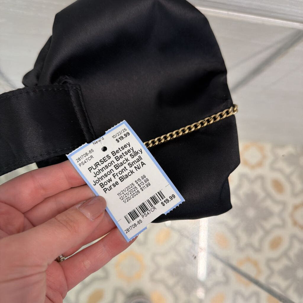 Betsey Johnson Black Silky Bow Front Small Purse