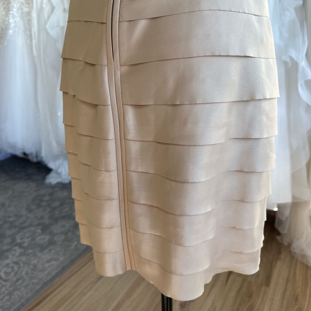 Lady's Image Gold Print Layered Short Formal Dress With Jacket 6