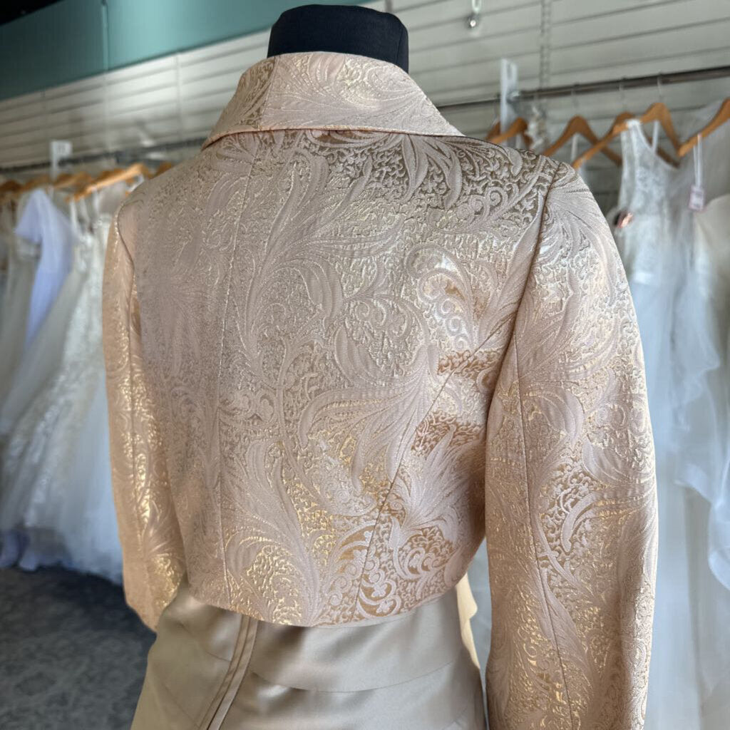 Lady's Image Gold Print Layered Short Formal Dress With Jacket 6
