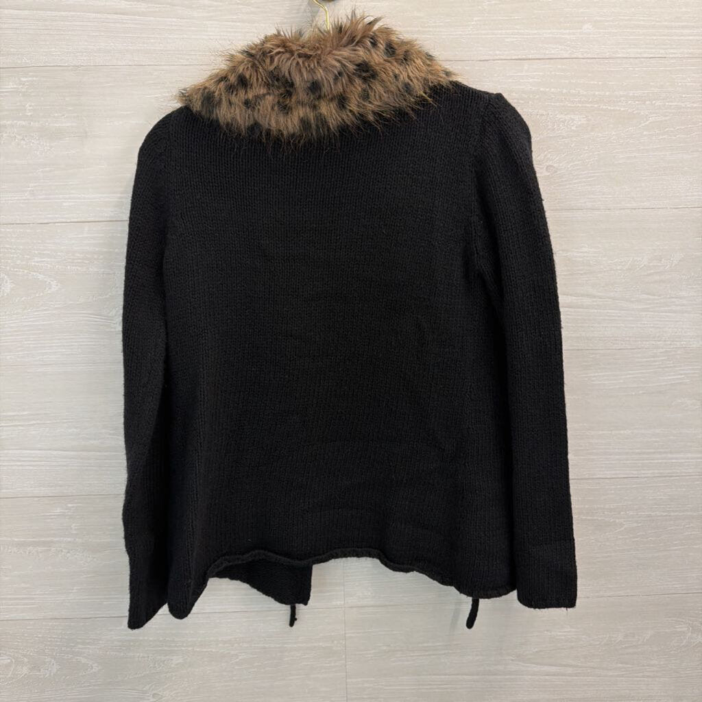 Next Era Black Knit Sweater With Faux Fur Collar Small