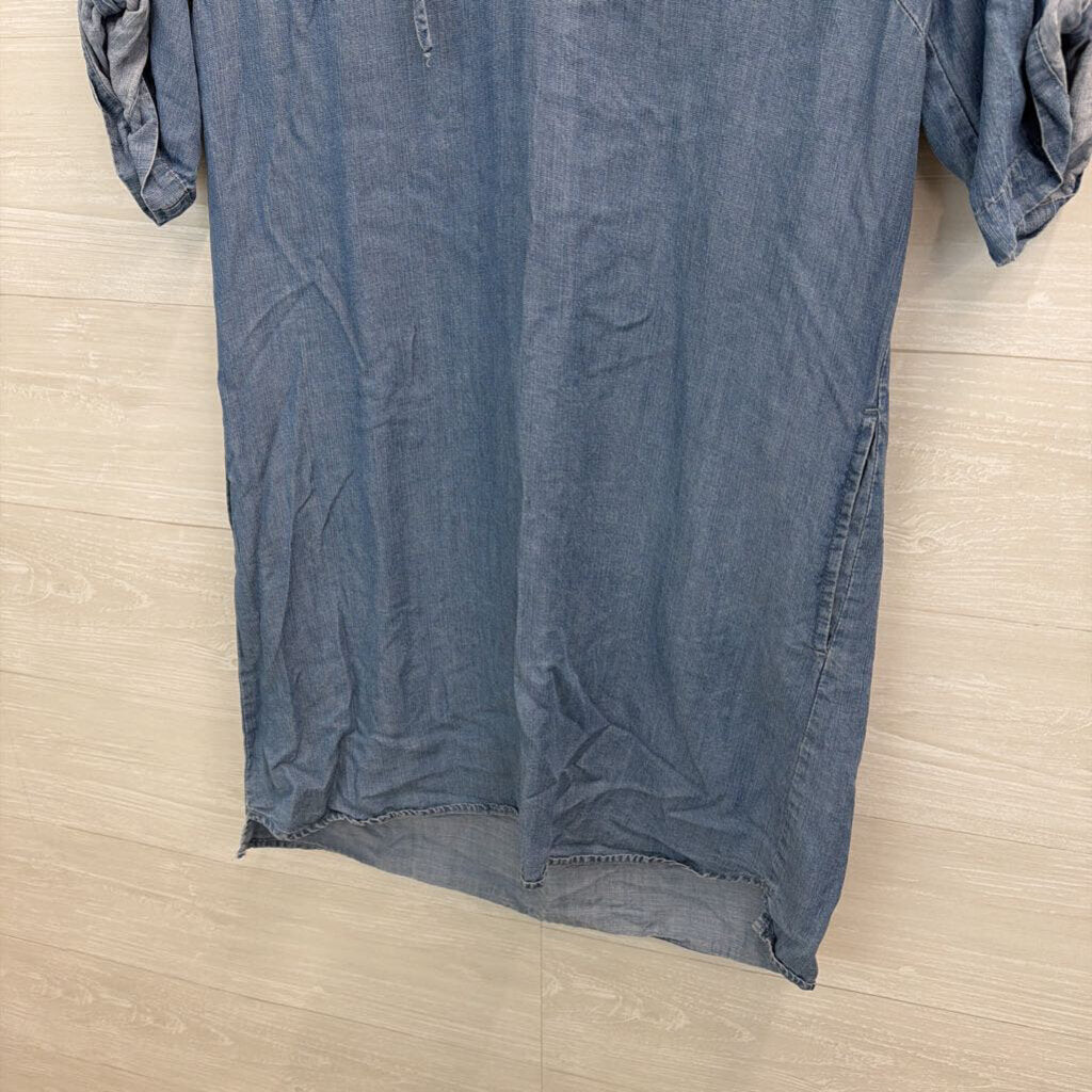 Philosophy Blue Chambray Lace Up Neck Dress Large