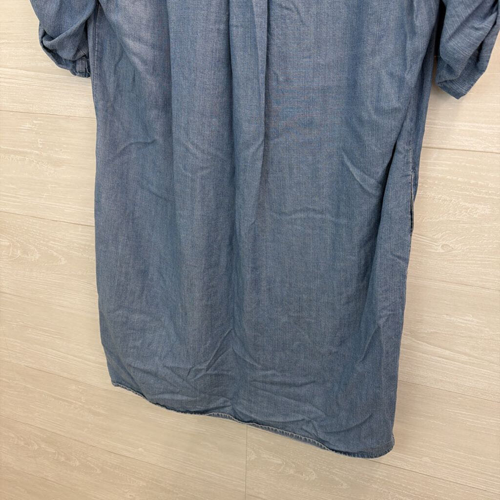 Philosophy Blue Chambray Lace Up Neck Dress Large