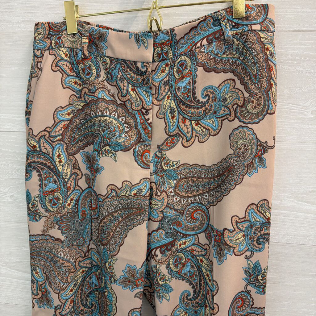 Express Brown/ Multi Paisley Print Wide Leg Trouser Pants Medium