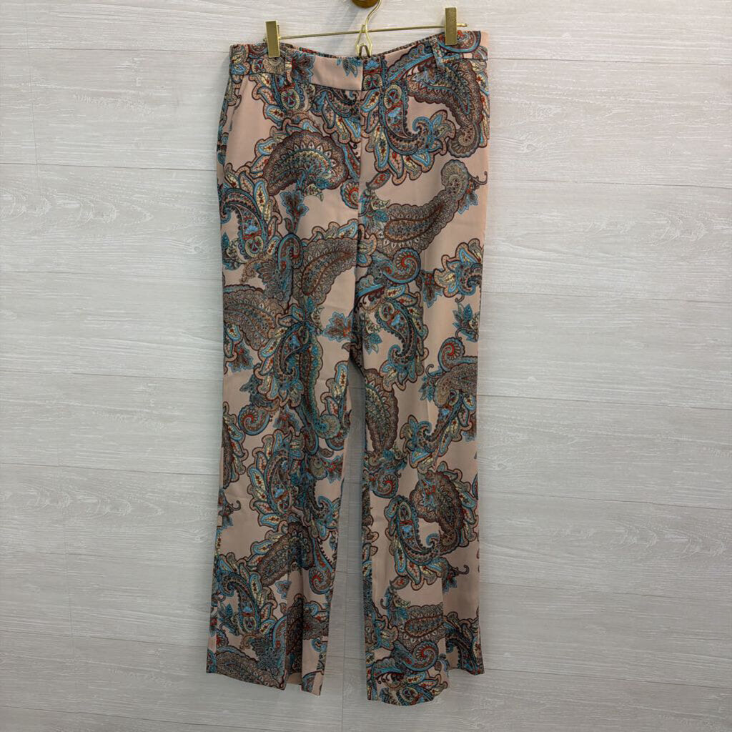 Express Brown/ Multi Paisley Print Wide Leg Trouser Pants Medium
