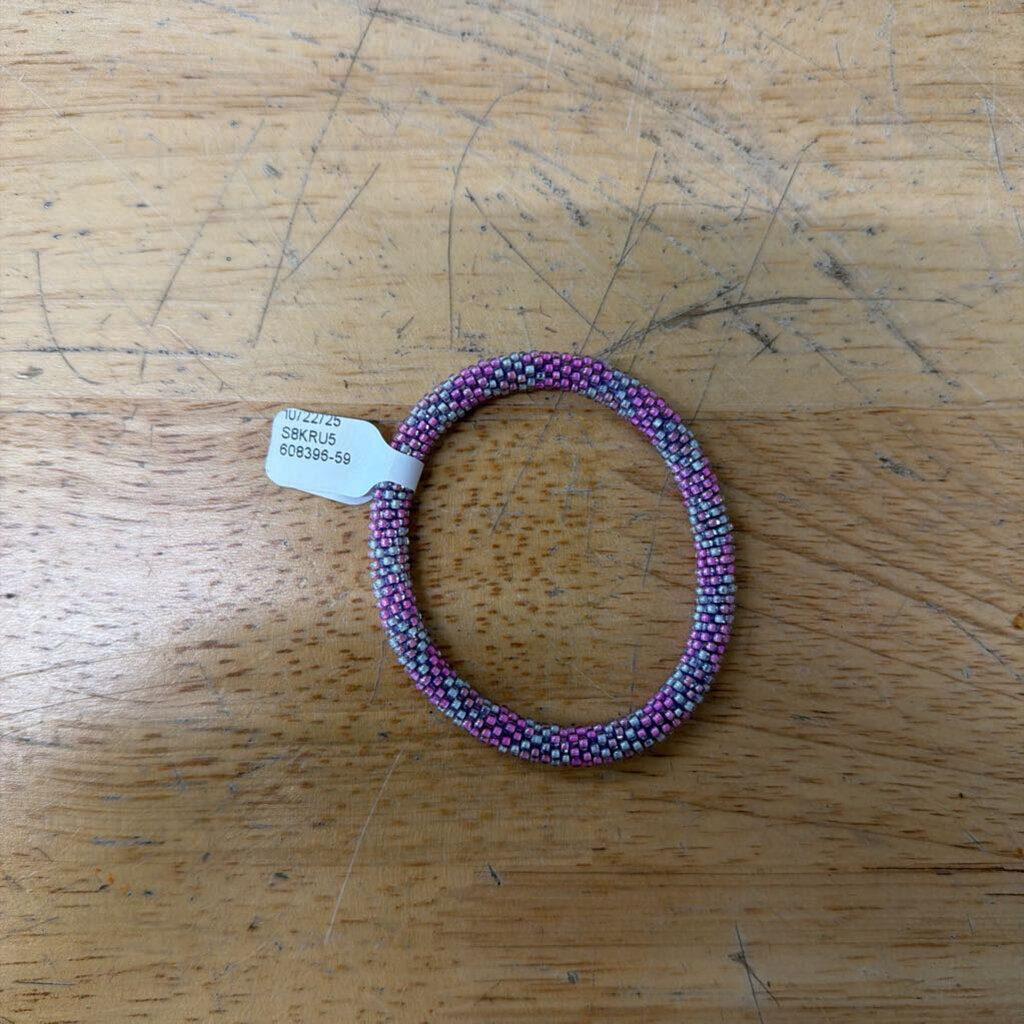 Pink Beaded Roll Stretchy Bracelet