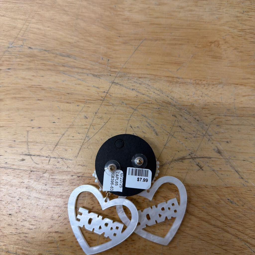 White Beaded Bride Drop Earrings