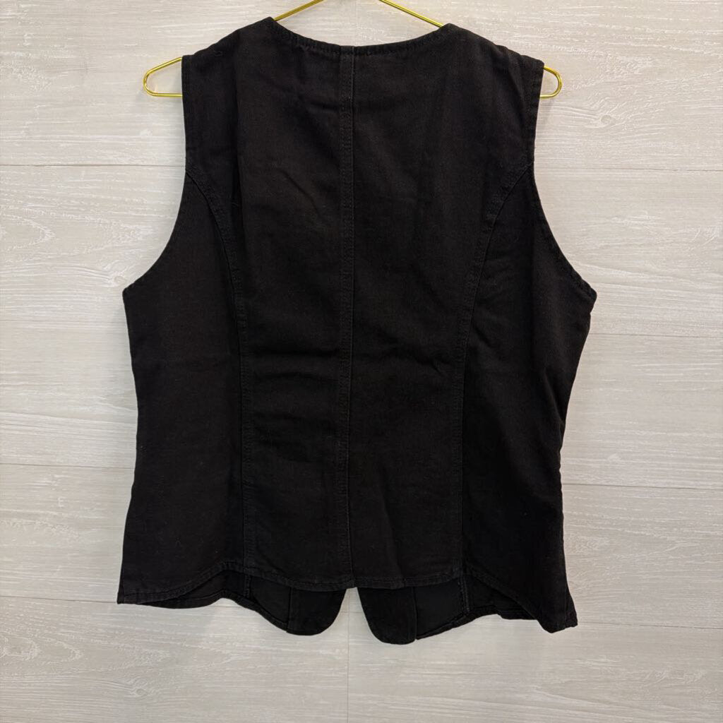 Black Denim Button Front Sleeve Top XXL