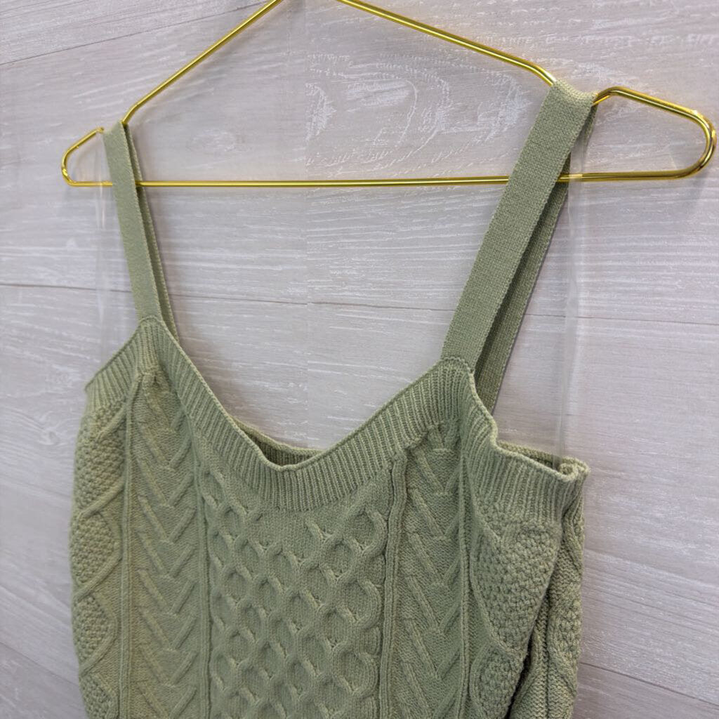 Cotton Emporium Green Cable Knit Tank Top Large