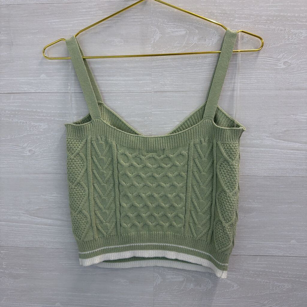 Cotton Emporium Green Cable Knit Tank Top Large