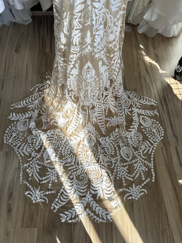 Rue de Seine Beige/ Ivory Avril Lace Long Sleeve Bridal Gown 14
