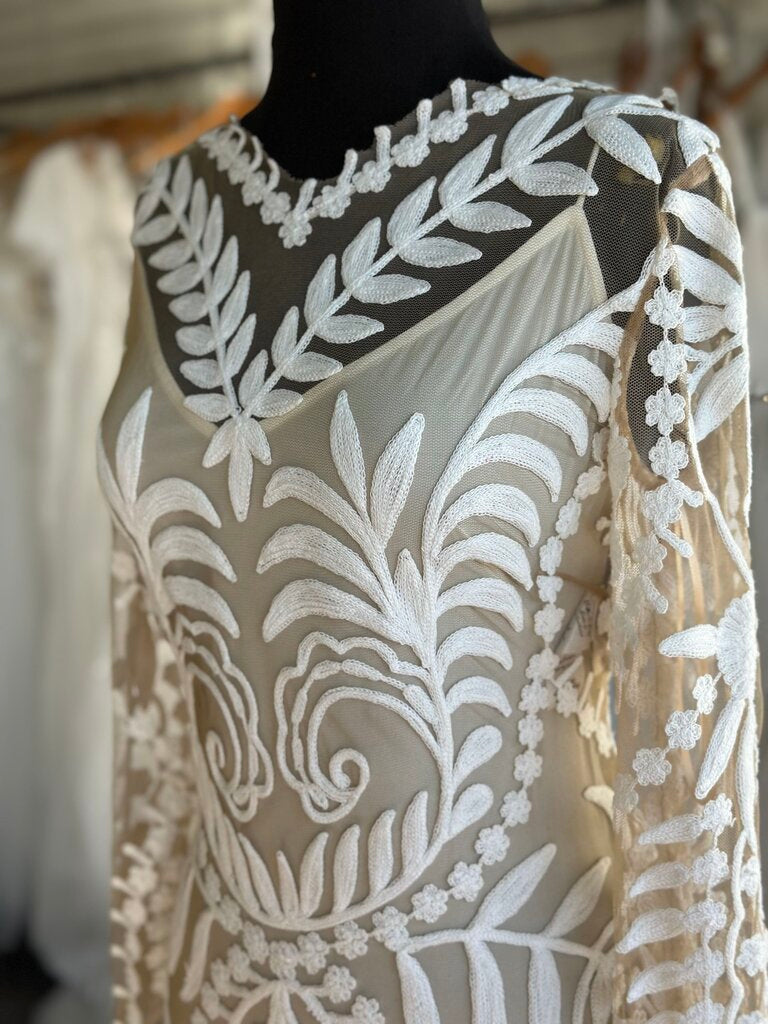 Rue de Seine Beige/ Ivory Avril Lace Long Sleeve Bridal Gown 14