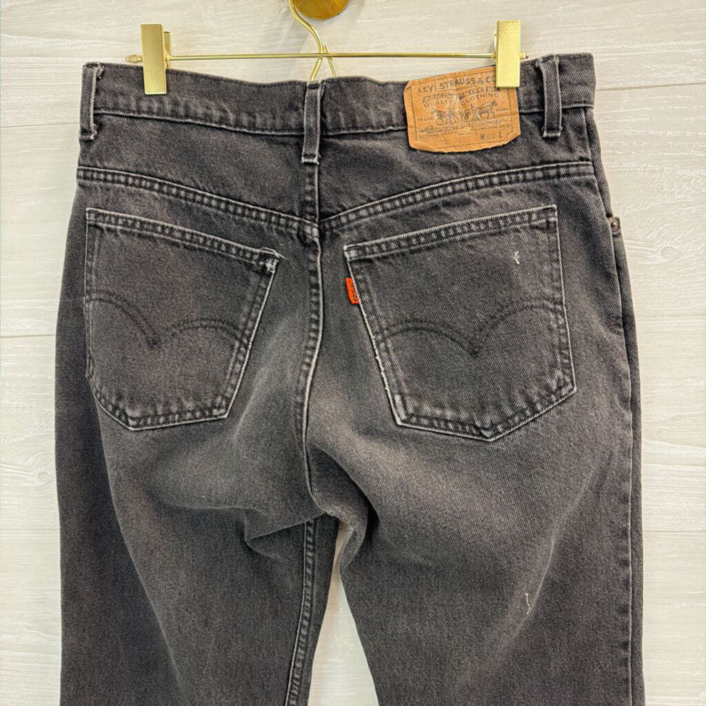 Levi Black Denim Straight Leg Jeans 29 Short