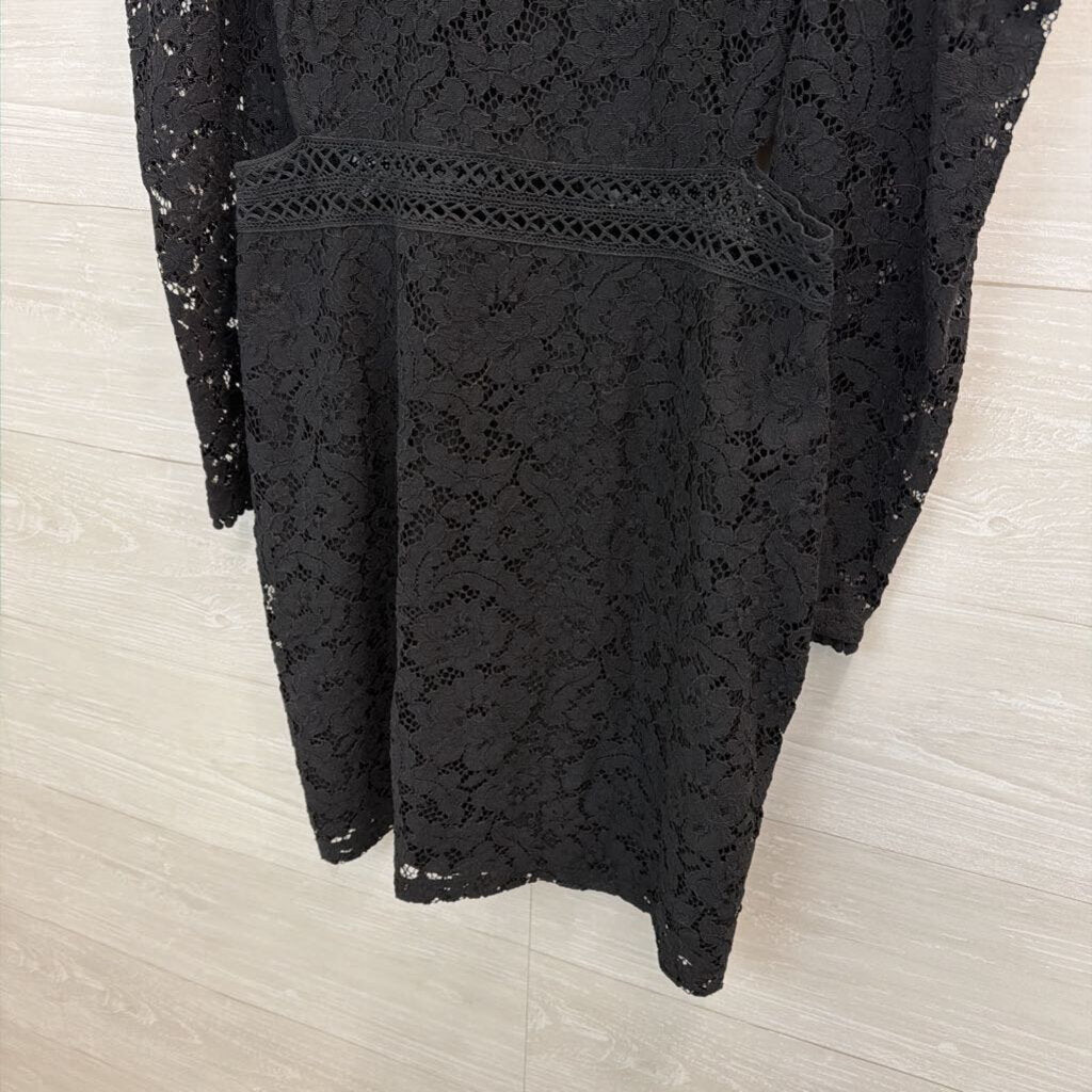 Express Black Lace Long Sleeve Cut Out Sides Dress Medium